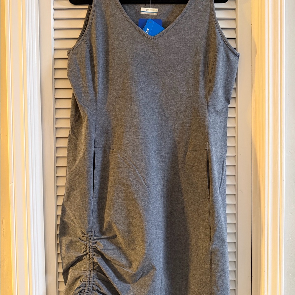Columbia Gray Sleeveless Dress with Ruched Detail